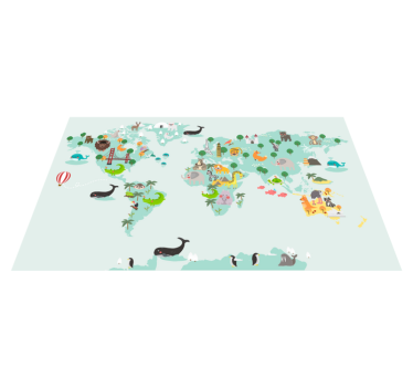 Detský vinylový koberec nordic turquese worldmap pre deti - Tenstickers