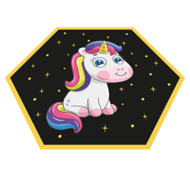Jednorožec sediaci s dúhovou hrivou pre deti vinylový koberec - Tenstickers