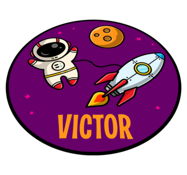 Planéty a kozmonaut na fialovej farbe s vinylovým kobercom s osob - Tenstickers