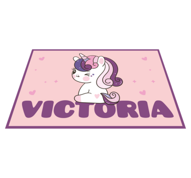 Fialový jednorožec s vinylovým kobercom prispôsobeným na meno - Tenstickers