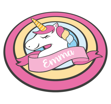rôzne vinylové koberce pre deti meno jednorožca v odznaku - Tenstickers