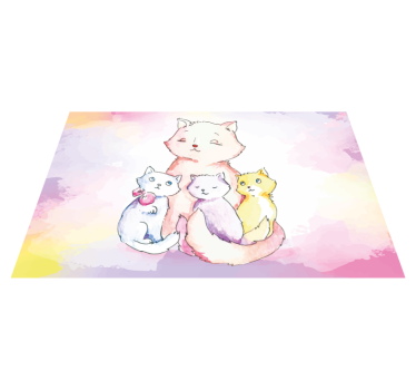 vinylový koberec pre bábätko roztomilá mačacia rodinka - Tenstickers