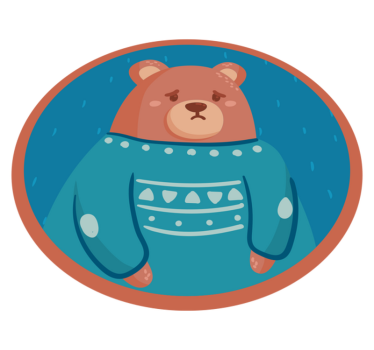 vinylový koberec pre bábätko sveter so smutným medveďom - Tenstickers