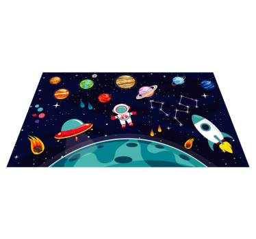 Karikatúra polovičná planéta s rôznymi planétami hviezdny koberec - Tenstickers