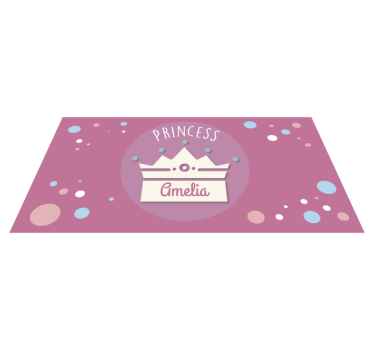 Princezná s korunou a menom deti vinylový koberec - Tenstickers