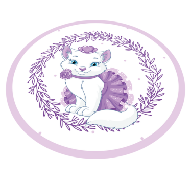 vinylový koberec pre bábätko fialová kvetinová mačička - Tenstickers