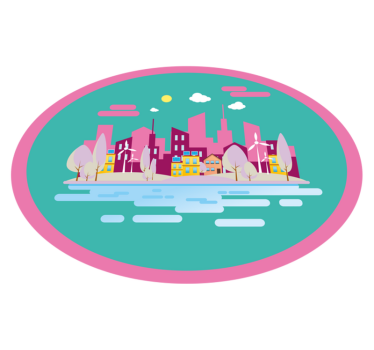 rôzne vinylové koberce pre deti farebná panoráma mesta - Tenstickers