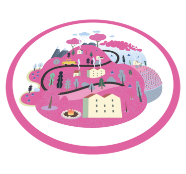 vinylový koberec cesty farebná dedinská scéna - Tenstickers