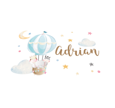 rôzne vinylové koberce pre deti letecký balón s menom - Tenstickers
