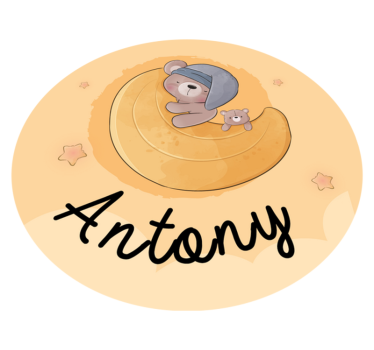 Plyšový medveď obklopený hviezdami prispôsobený vinylový koberec - Tenstickers