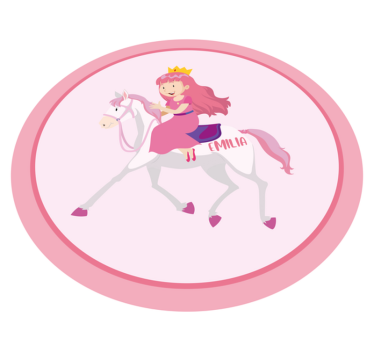 Ružový princezna na vinylovom koberci personalizovanom na bielom  - Tenstickers