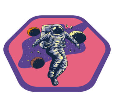 Ručne kreslený astronaut v lietajúcom štýle spálňového koberca - Tenstickers