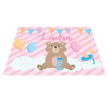 vinylový koberec pre bábätko slávnostný medvedík s menom - Tenstickers