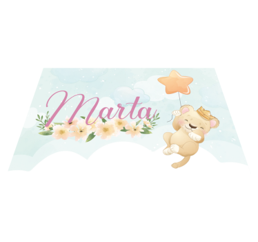 vinylový koberec pre bábätko lev s balónom a menom - Tenstickers