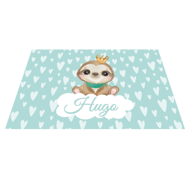 vinylový koberec pre bábätko mláďa leňochoda s menom - Tenstickers