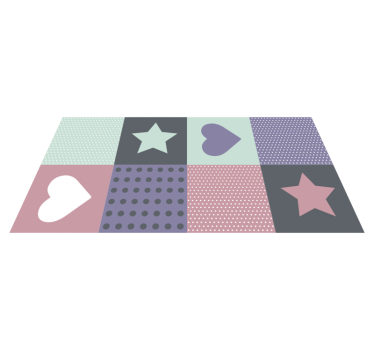 detský vinylový koberec patchwork srdce hviezda - Tenstickers