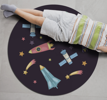 Vesmírne rakety planéty detský vinylový koberec - Tenstickers