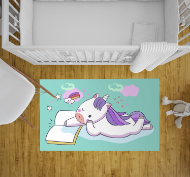 detský vinylový koberec čítanie jednorožca - Tenstickers