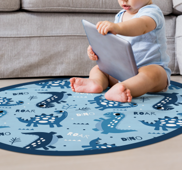 Burácajú modré dinosaury a dino vinylový koberec - Tenstickers