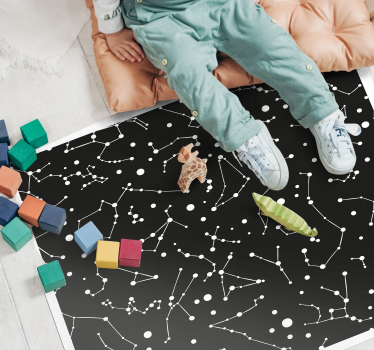 čierny a biely detský vinylový koberec do vesmíru - Tenstickers
