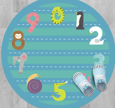 čísla zvierat detský vinylový koberec - Tenstickers
