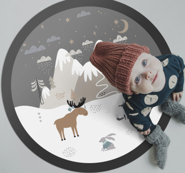 Detská severská krajina a zvieratá detský vinylový koberec - Tenstickers