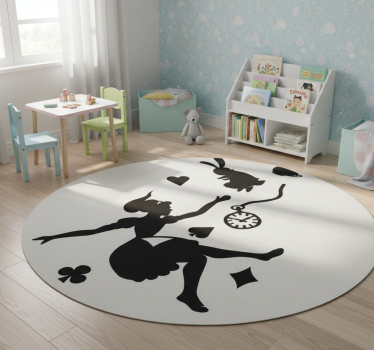 Detský vinylový koberec alicia a biely králik - Tenstickers