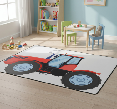 Detský vinylový koberec červený nový traktor - Tenstickers