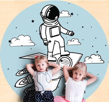 detský vinylový koberec dobrodružstvo astronauta na rakete - Tenstickers