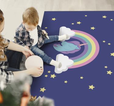 detský vinylový koberec dúhová grafika jednorožca - Tenstickers