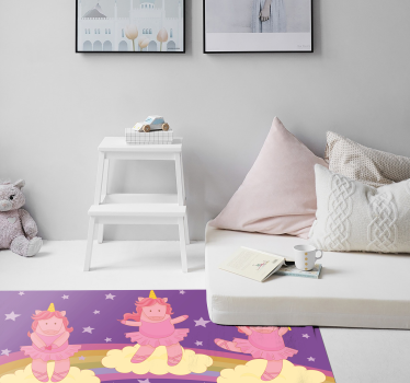 detský vinylový koberec fantazijný tanec jednorožca - Tenstickers