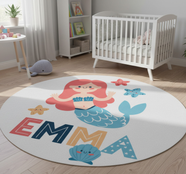 Detský vinylový koberec farebná morská panna s menom - Tenstickers