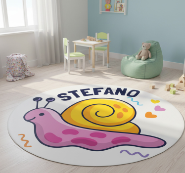 Detský vinylový koberec farebná slimáčica s menom - Tenstickers