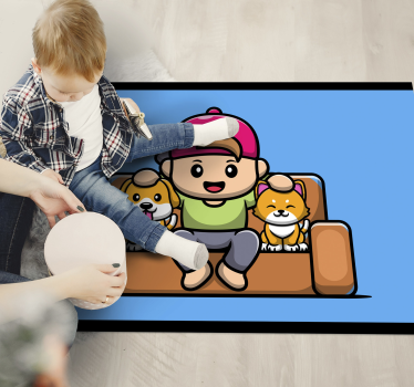 detský vinylový koberec chlapec s domácimi miláčikmi - Tenstickers