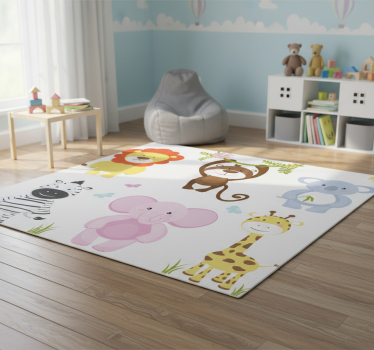 Detský vinylový koberec farebné zvieratká - Tenstickers