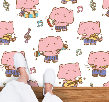 detský vinylový koberec hravé slonie hudobníky - Tenstickers