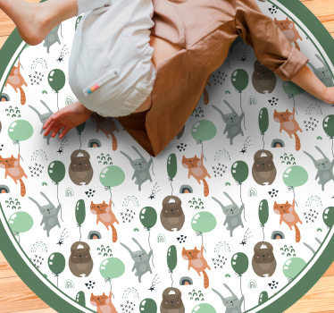 detský vinylový koberec hravé zvieracie balóny - Tenstickers