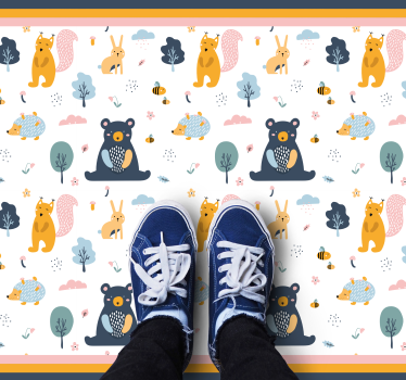 detský vinylový koberec priatelia škandinávskeho lesa - Tenstickers