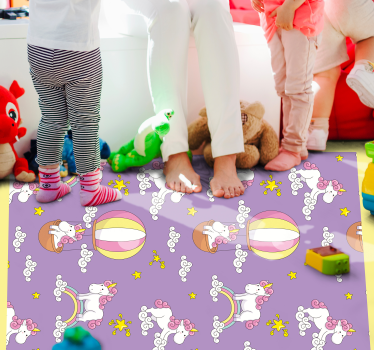 detský vinylový koberec hravý vzor jednorožca - Tenstickers
