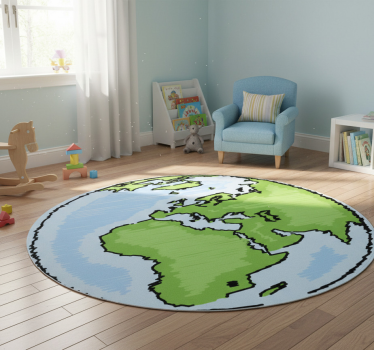 Detský vinylový koberec zeleno-modrá mapa sveta - Tenstickers