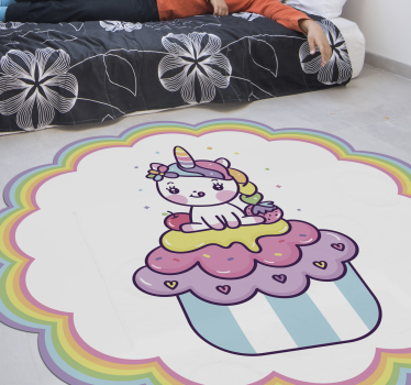 detský vinylový koberec jednorožec v košíčku - Tenstickers