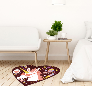 detský vinylový koberec koberec jednorožec srdce - Tenstickers
