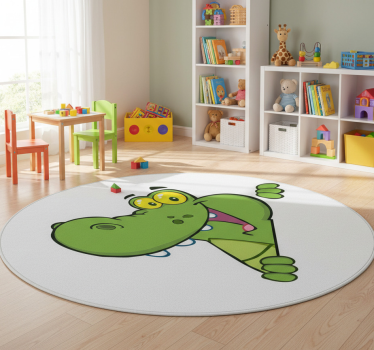 Detský vinylový koberec zelený šťastný krokodíl - Tenstickers