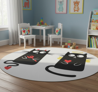 Detský vinylový koberec dobrý a zlý mačiatko - Tenstickers
