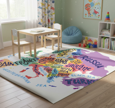 Detský vinylový koberec mapa európy pre deti - Tenstickers