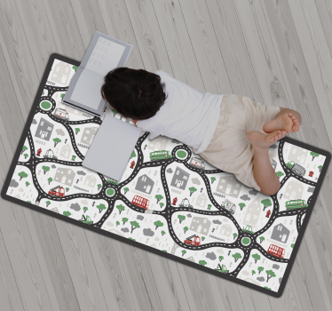 Detský vinylový koberec mesto s podložkou na diaľnicu - Tenstickers