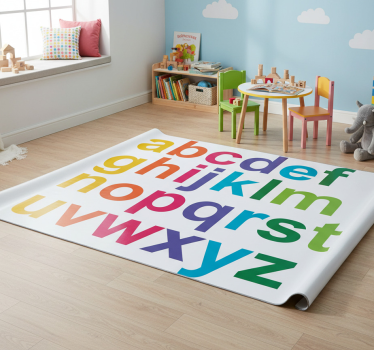 Detský vinylový koberec minimalistická farebná abeceda - Tenstickers