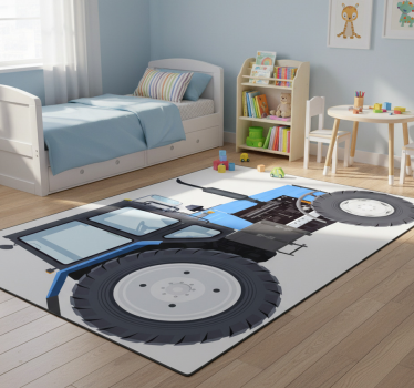 Detský vinylový koberec modrý moderný traktor - Tenstickers