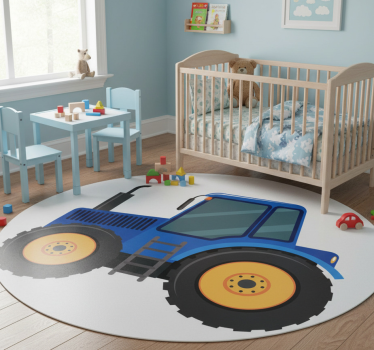 Detský vinylový koberec modrý traktor - Tenstickers