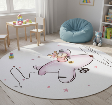 Detský vinylový koberec malá myška na lietadle - Tenstickers